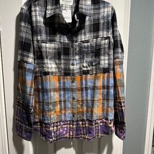 NWT Free People One Teaspoon Mixed Flannel Top